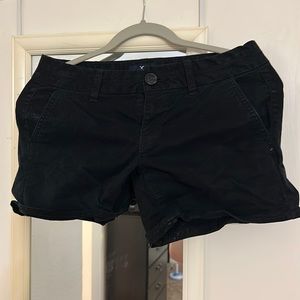 Black Cotton American Eagle Midi Stretch Shorts